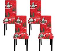 Fuloon 4 6 Piezas Fundas Sillas de Navidad,Fundas para Sillas de Comedor Navideñas Decoración Navideña, Fundas Sillas Comedor Desmontables Lavables para Banquete Hogares Fiesta Décor
