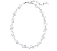FULU AUTUMN - Collar corto de perlas y cristal para mujer con cadena de plata, joyas de bohemio hechas a mano, regalo de fiesta de las meres para mamá, Perla Cristal, No es una piedra preciosa