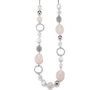 FULU AUTUMN - Collar de perlas largas de plata - Collar boheme con cristales y perlas de piedra natural, bisutería - Bonita idea de regalo para el día de la madre, 88 cm, Piedra Cristal, No es una