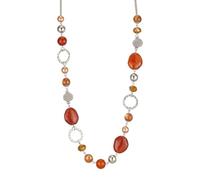 FULU AUTUMN - Collar de perlas largas de plata - Collar boheme con cristales y perlas de piedra natural, bisutería - Bonita idea de regalo para el día de la madre, 95 cm, Piedra Cristal, No es una