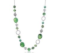 FULU AUTUMN - Collar de perlas largas de plata - Collar boheme con cristales y perlas de piedra natural, bisutería - Bonita idea de regalo para el día de la madre, 95 cm, Piedra Cristal, No es una
