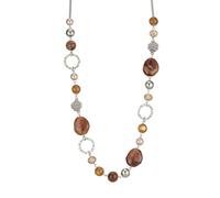 FULU AUTUMN - Collar de perlas largas de plata - Collar boheme con cristales y perlas de piedra natural, bisutería - Bonita idea de regalo para el día de la madre, 88 cm, Piedra Cristal, No es una