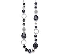 FULU AUTUMN - Collar de perlas largas de plata - Collar boheme con cristales y perlas de piedra natural, bisutería - Bonita idea de regalo para el día de la madre, 88 cm, Piedra Cristal, No es una