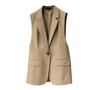 FULUJIDI Blazers Chaquetas De Traje Chaleco Largo Clásico para Mujer Chaleco Elegante para Mujer Chaquetas Sin Mangas Prendas De Vestir Exteriores para Oficina Chaleco Ajustado Tops 3XL Caqui
