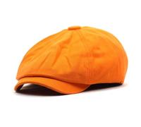 FULUJIDI Boinas Sombreros Gorras De Vendedor De Periódicos De Algodón Sólido para Hombres Gorras Planas Boinas De Pintor para Mujeres Ajustables De 55 A 60 Cm Color Naranja