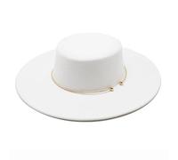 FULUJIDI Fedora Trilby Sombreros Fedora con Parte Superior Plana para Mujer Sombrero De Copa Vintage Sombreros De Protección Solar De ala Ancha Vestidos De Iglesia Fiesta 56 A 58 Cm Blanco