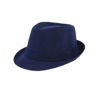FULUJIDI Fedora Trilby Tela De Lino Panamá Sombrero De Jazz Sólido Sombrero De Vaquero para Hombre Sombrero para El Sol Sombrero De Cubo para Hombres De Tela-Azul Marino