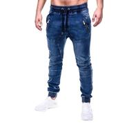 FULUJIDI Jeans Vaqueros Pantalones Vaqueros para Montar Al Aire Libre para Hombre Ajustados Pantalones De Mezclilla con Bolsillos A La Moda Pantalones De Mezclilla con Tobillos Atados L Azul