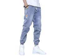 FULUJIDI Pantalones Vaqueros Cargo para Hombre Ropa De Calle Pantalones De Mezclilla para Correr Pantalones Vaqueros Holgados para Hombre Talla Grande 5XL 3XL Azul