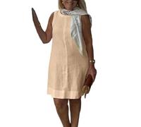 FULUJIDI Vestido De Mujer De Color Sólido Sin Mangas con Cuello Redondo Vestidos De Señora Elegante Vestido De Chaleco Femenino Suelto hasta La Rodilla para Uso Diario 3XL Caqui
