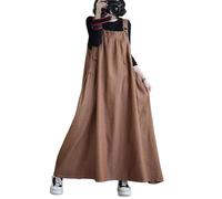 FULUJIDI Vestidos De Fiesta Vestir Dress Mujer Niña Vestido De Mezclilla para Mujer Vestido De Jersey Boho Jean Sin Mangas Suelto Bajo Ancho Vestido Pichi con Tirante Ajustable XXL Lightbrown