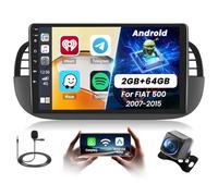 Fuluku 2+64G Android Radio para FIAT 500 2007-2015 Wireless Carpaly&Android Auto, 9'' Touchscreen Radio Coche Bluetooth/GPS/Cámara de Marcha Atrás/FM/WiFi/SWC/26UI