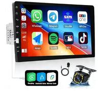 Fuluku 9 Pulgadas Autoradio 1 DIN con Carplay Android Auto Mirror Link, Pantalla Táctil Bluetooth Radio Coche Soporta FM Am SWC Cámara de Seguridad Mic USB TF/USB/AUX Input