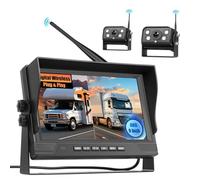 Fuluku Cámara de Visión Trasera Inalámbrica Digital con 9'' Monitor HD, 2 Camaras de Matrícula Impermeables de Gran Angular y Visión Nocturna, para 12V 24V Car/Truck/Autocar/Pickup/SUV/Van/Camper