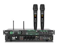 Fuluode FX8-III Mezclador digital Reverberador Micrófono KTV Karaoke Procesador de audio Anti-aullido Reverberador digital (micrófono doble, oro)