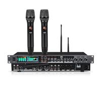 Fuluode FX8-III Mezclador digital Reverberador Micrófono KTV Karaoke Procesador de audio Anti-aullido Reverberador digital (micrófono doble, negro)