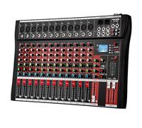 FULUODE Mezclador profesional CT120 de 12 vías, ajuste de ecualización de 3 bandas, reunión de etapa, disco Bluetooth U, grabación MP3, con efectos digitales DSP