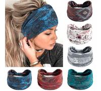 FULZTEY Diademas bohemias para mujer, diademas anchas de moda, con estampado floral, turbante grueso africano, elástico, entrenamiento, yoga, sudor, diadema, nudo, bandanas de tela para el cabello, 6