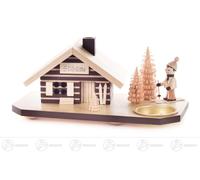 Fumador Casa Ahumeante Choza de Esquí Con Esquiadores,para Velas Té H = Ca 10 CM