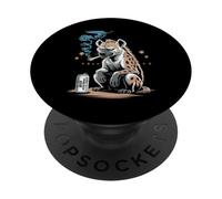 Fumador Divertido Hyena Cerveza Gato Hyaena Smoker PopSockets PopGrip Adhesivo