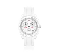 Fumagazzi BoomWatch reloj "ChronoZoo" - blanco | ø, logo rosa, movimiento cronógrafo de cuarzo de 42 mm, pulsera de silicona, 5 ATM, blanco mate, moderno, Matt White, Moderno