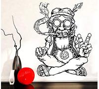 Fumar marihuana y paz pegatinas de pared vinilos removibles pegatinas de pared hippie en gafas símbolo étnico decorativo etiqueta de la pared 57x84cm