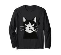 Fumar Tuxededo Gatos Gráfico Diseño Cigarrillo Resaca Manga Larga