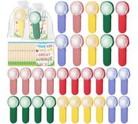 Fumete 30 juegos de mini ventilador portátil de mano con tarjeta de regalo de verano, bolsas de organza, batería potentes, pequeños ventiladores para el aula, premio de verano, regalos de fiesta de