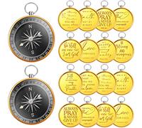 Fumete 50 brújulas cristianas de regalo para senderismo, escritura, Biblia religiosa, regalos vintage para el día del padre, juego de regalo de agradecimiento para la iglesia bíblica, hombres, escuela