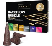 Fumino Conos de Incienso Reflujo Cascada Esenciales - Lote 6 Cajas Masala Agarbatti Backflow, 90 Conos para Relajación y Meditación (90 g)
