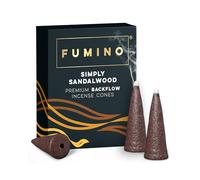 Fumino® Simplemente Sándalo Conos de Incienso Fresco Reflujo Cascada 15 por Caja Fragancia de Humo Masala Agarbatti para la Relajación, Meditación, Antiestrés - Decoración de Hogar