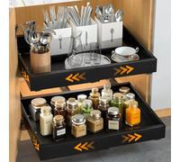 FumyFumy Cajones Extraibles para Cocina Organizador Armario Cocina, Organizadores de Cajones, Cajon Extraible Mueble Cocina Con tapete para cajón de 100cm(Dos negros,ancho ajustable 30.5-51.5cm)