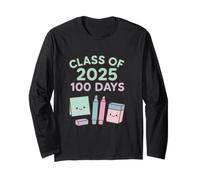 Fun 100 Days Class of 2025 Tema de graduación Manga Larga