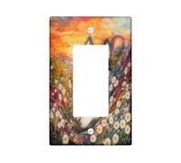 Fun Alaskan Malamute - Cubierta decorativa para interruptor de 1 banda, diseño de margaritas de primavera, tamaño estándar, placa frontal eléctrica de cachorro para decoración de dormitorio y sala de