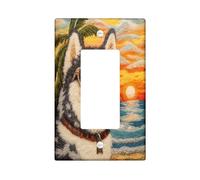 Fun Alaskan Malamute Dog - Cubierta decorativa para interruptor, 1 banda, diseño de playas bordadas, cubierta de placa de pared Chien, tamaño estándar, placa frontal eléctrica de cachorro para
