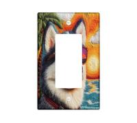 Fun Alaskan Malamute Dog - Cubierta decorativa para interruptor, 1 banda, diseño de playas bordadas, placa frontal eléctrica para cachorros para decoración de dormitorio y sala de estar