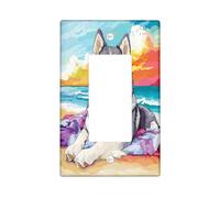 Fun Alaskan Malamute Dog - Cubierta decorativa para interruptor, 1 banda, interruptor de acuarela de verano, placa frontal eléctrica para decoración de dormitorio y sala de estar