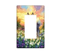 Fun Alaskan Malamute Dog - Placa de pared para interruptor de 1 banda, diseño de píxeles de primavera Daisy Chien, placa frontal eléctrica para decoración de dormitorio, baño, placa de interruptor de