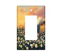 Fun Alaskan Malamute Dog - Placa decorativa para interruptor de 1 banda, diseño de píxeles de primavera Daisy Chien, placa frontal eléctrica para decoración de dormitorio, baño, placa de interruptor