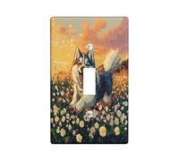 Fun Alaskan Malamute Dog - Placa decorativa para interruptor de 1 banda, interruptor individual, Spring Pixel Art Daisy Chien, placa frontal eléctrica para decoración de dormitorio, baño, placa de