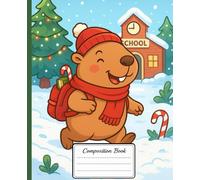 Fun Animal Christmas Capybara Composition Notebook 7.5 x 9.25" | 110 Pages| Wide Ruled: Christmas Gift. Book for daily school and journaling. Perfect for teens, kids and animal lover...