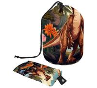 Fun Art Dinosaur World - Bolsa de cosméticos de viaje para mujer, bolsa de cosméticos plegable con cordón, bolsa de aseo portátil, Fun Art Dinosaur World, 9.9x6.9in/25.2x17.6cm;6x3.5in/15.2x8.8cm,