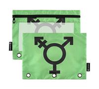 Fun Art - Estuche para lápices de 3 anillas, bandera del orgullo transgénero israelí, identidad sexual, con cremallera, carpetas transparentes, estuche para bolígrafos, tela escolar, 9.8 x 7.1