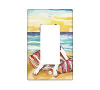 Fun Boston Terrier - Cubierta decorativa para interruptor de 1 banda, diseño de perro Boston Terrier, diseño de playa de acuarela de verano, placa frontal eléctrica para decoración de dormitorio y