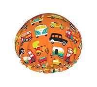Fun Boys Cars Gorro de ducha impermeable, Gorro de baño elástico Gorro de protección del medio ambiente Gorros de baño para el cabello, Capas impermeables dobles Gorro de ducha de baño