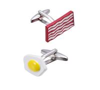 Fun Breakfast Egg Bacon - Gemelos para hombre, estilo casual, para camisa, traje de camisa, accesorios - A, talla única, Metal, No es una piedra preciosa