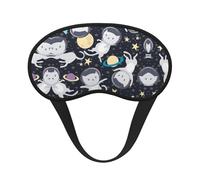 Fun Cat Astronaut Print Sleep Solution - Máscara opaca para dormir con orejeras - Viajes Yoga Meditación