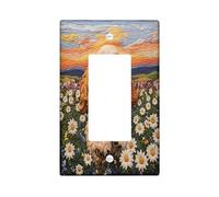 Fun Cocker Spaniel - Cubierta decorativa para interruptor de 1 banda, diseño de margaritas de primavera, escena Chien, tamaño estándar, placa frontal eléctrica de cachorro para decoración de