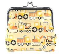 Fun Construction Site Amarillo Personalizado Esquina Bolsa Mujeres Chica Hebilla Kiss Lock Change Holder Card Pouch, Diversión Construcción Astillero Amarillo, Clásico, Fun Construction Astillero