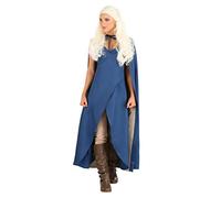 Fun Costumes - Disfraz de reina dragón azul ardiente para mujer, vestido envolvente con capa con capucha, disfraz de Halloween para cosplay (L, azul)
